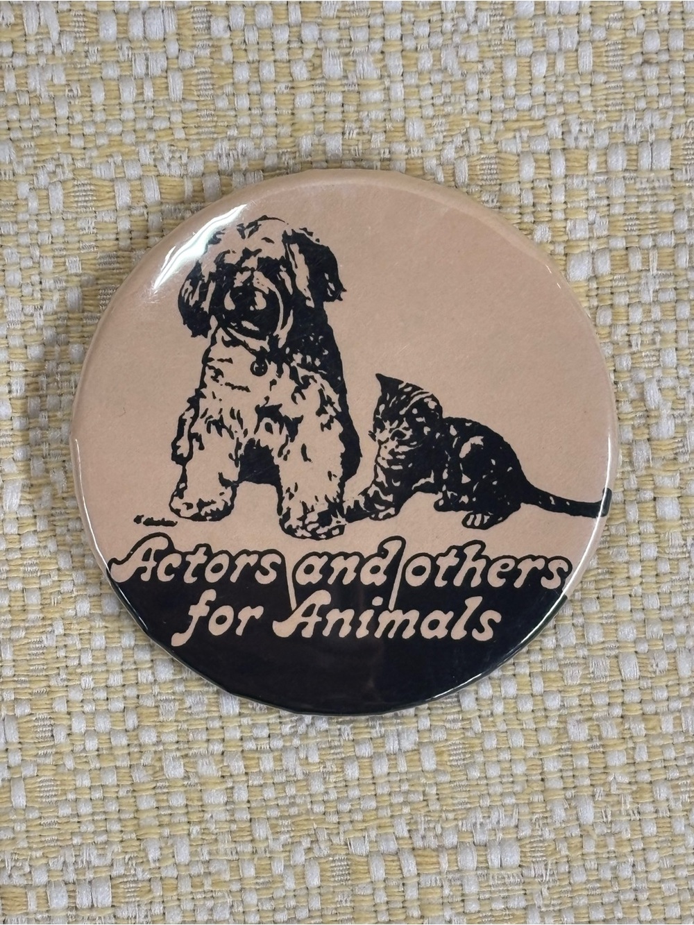 Vintage Actors and Others for Animals Beige & Black Pet Support Button